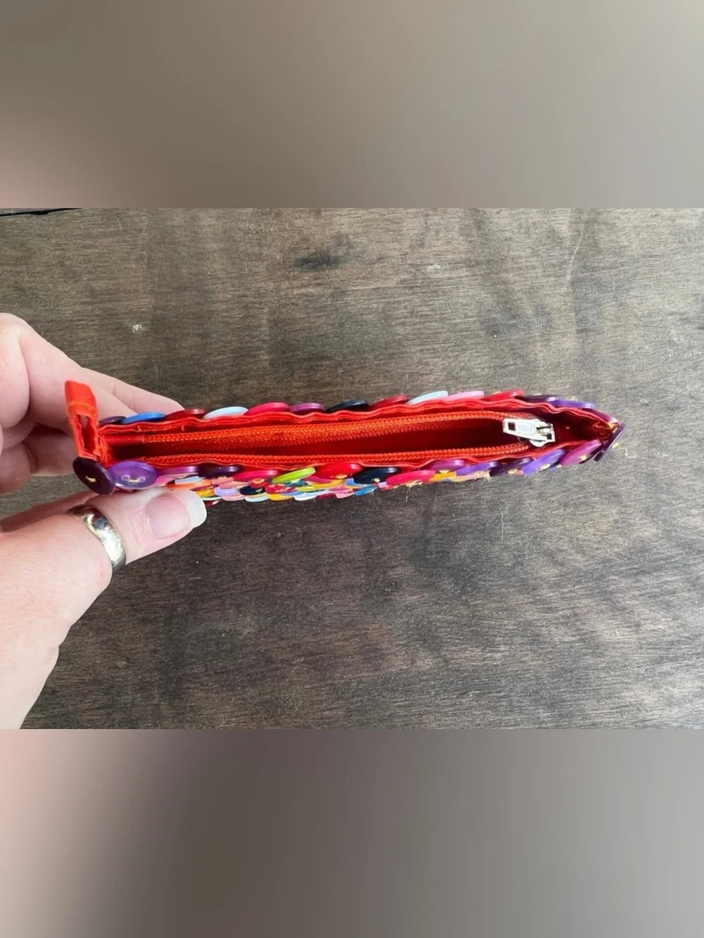 Erik & Mike 300 Button Coin Purse Multi Colored Clutch Zip Closure
